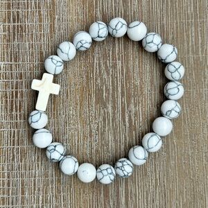 Natural Stone Cross Beaded Bracelet New
